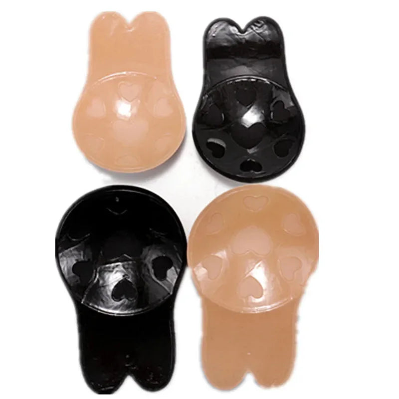 1/2 Pairs Women Bras Self Adhesive Silicone Strapless Invisible Bra Reusable Sticky Breast Lifttape Rabbit Nipple Cover Bra Pads