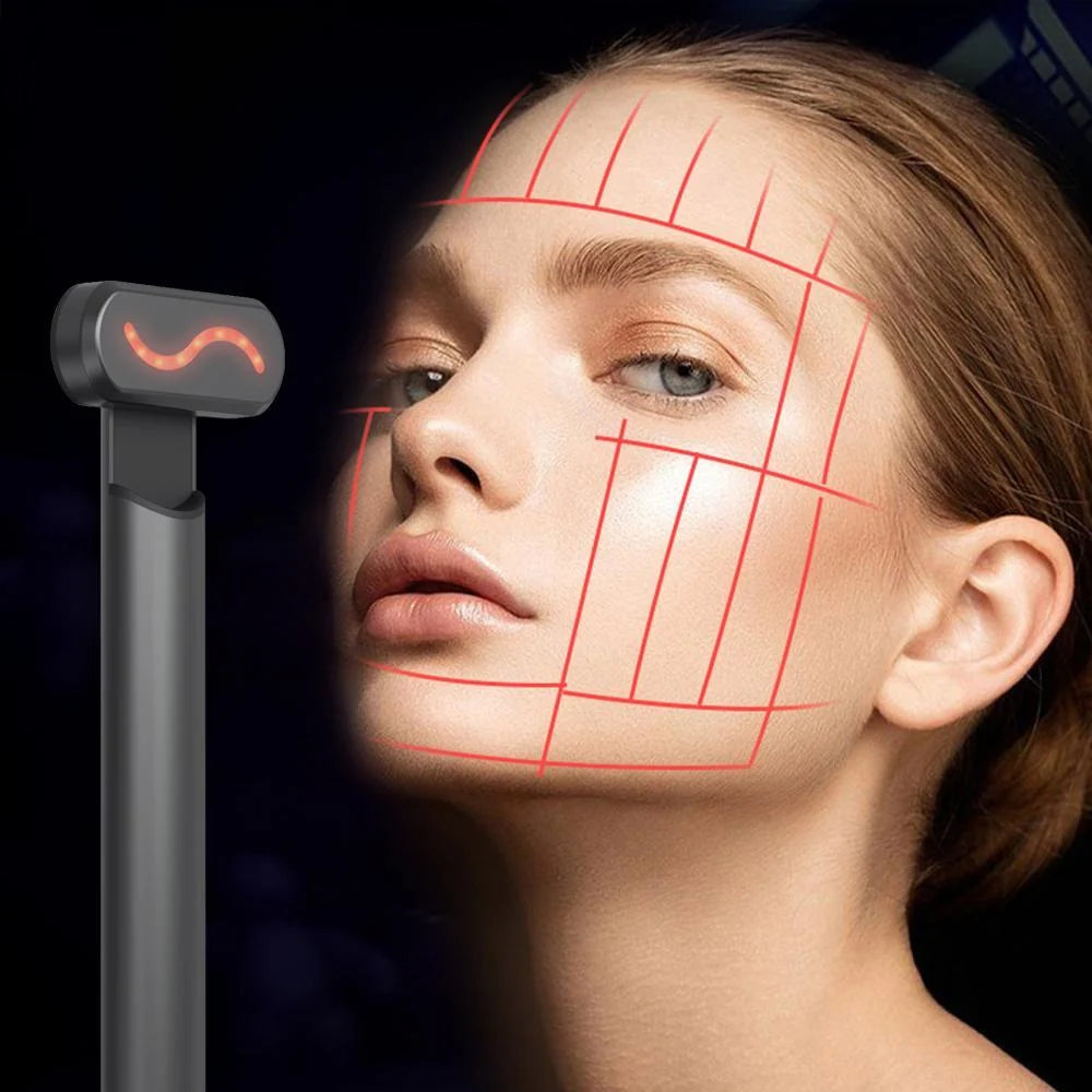 4 in 1 Portable Skin Care Vibration Massager Facial Rejuvenation Hand Held Equipment Face Beauty Eye LED Red Light Therapy Wand