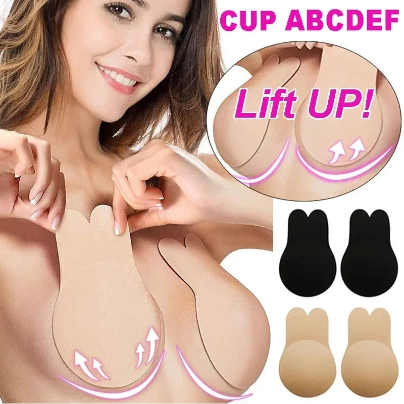 1/2 Pairs Women Bras Self Adhesive Silicone Strapless Invisible Bra Reusable Sticky Breast Lifttape Rabbit Nipple Cover Bra Pads