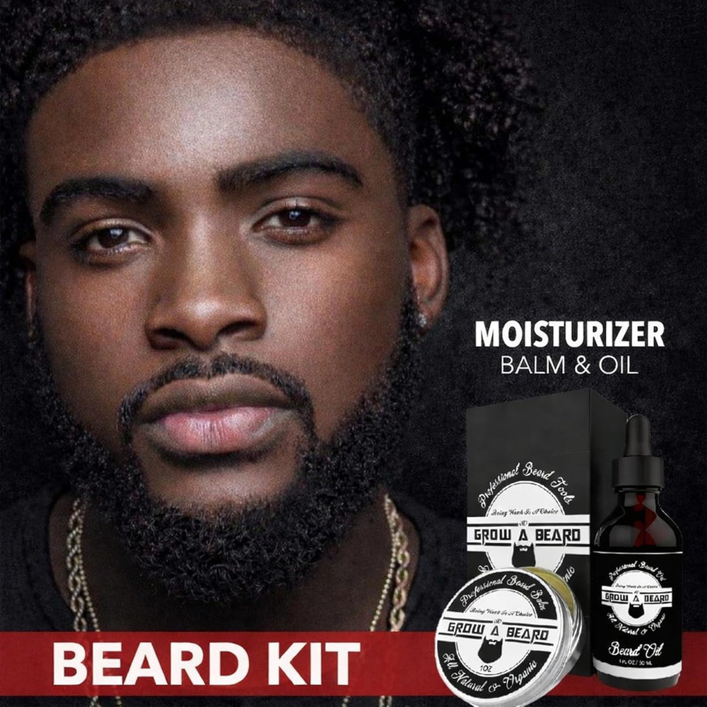 Beard Brush, Beard Comb, Beard Oil, & Beard Balm Grooming Kit for Men'S Care, Travel Facial Hair Set for Growth, Styling, Shine & Softness, Great Gifts for Him, Fathers Day, Dad Gifts