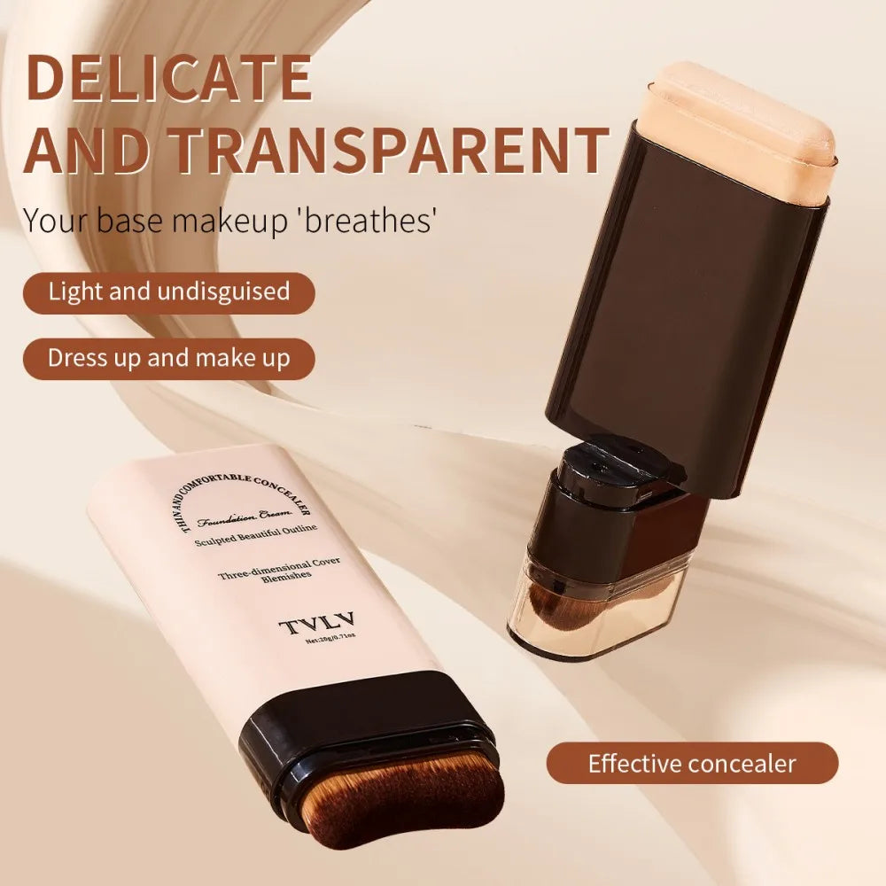 Skin Beauty Double-End Foundation Stick,Velvet Moist Light Concealer Foundation Long-Lasting Flawless Makeup Face Beauty Makeup