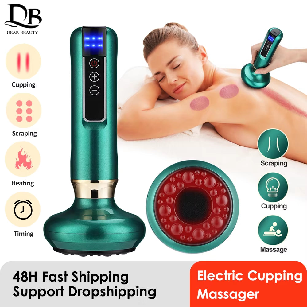 Electric Cupping Massager Vacuum Suction Cup Guasha anti Cellulite Beauty Health Scraping Infrared Heat Slimming Gua Sha Massage
