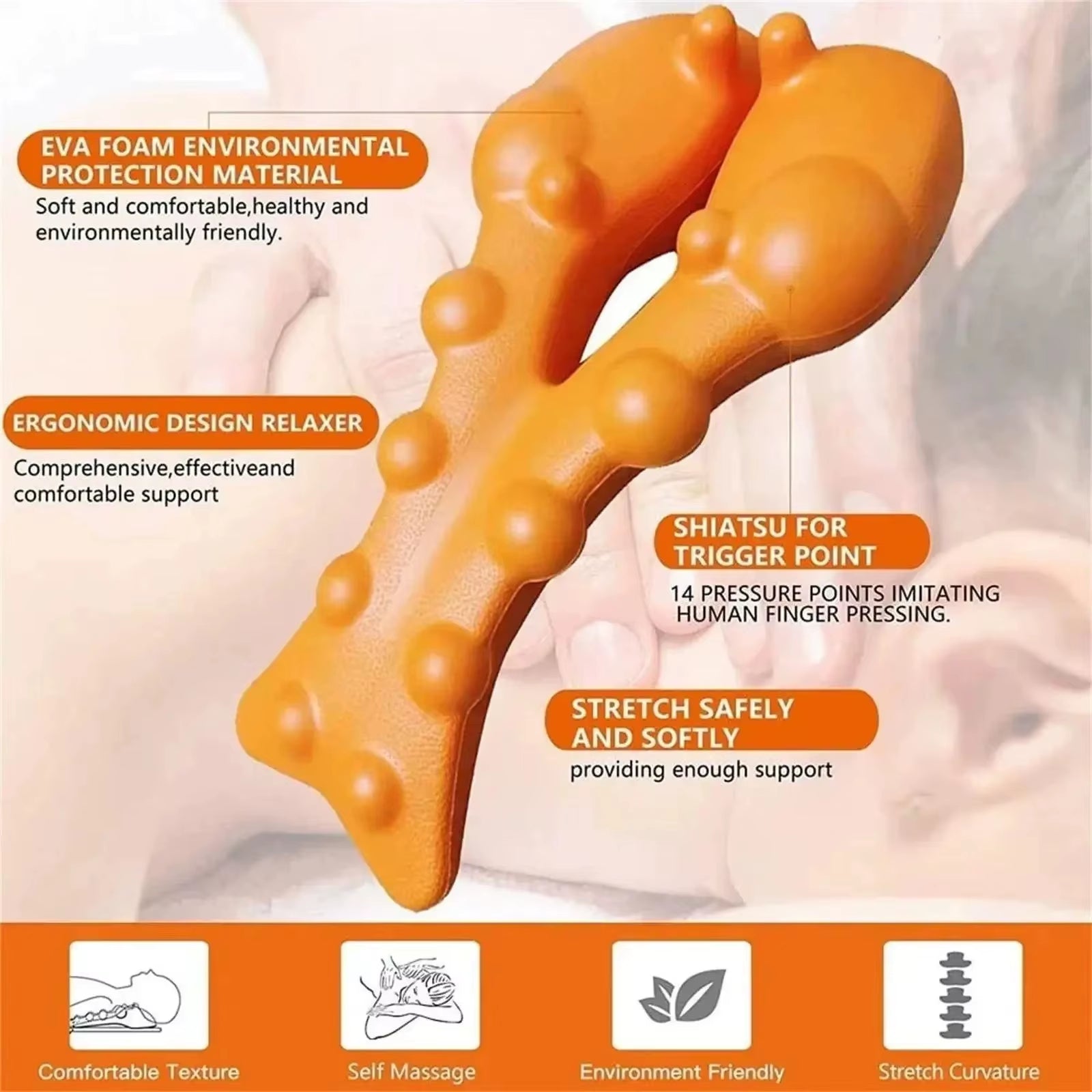 Cervical Traction Device Neck Stretcher Massager for Neck Shoulder Stretcher,Trigger Point Massager Tool,Neck Support Device