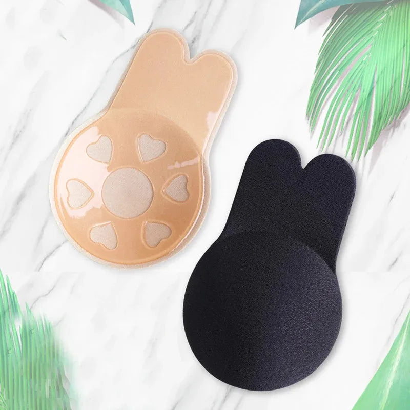 1/2 Pairs Women Bras Self Adhesive Silicone Strapless Invisible Bra Reusable Sticky Breast Lifttape Rabbit Nipple Cover Bra Pads