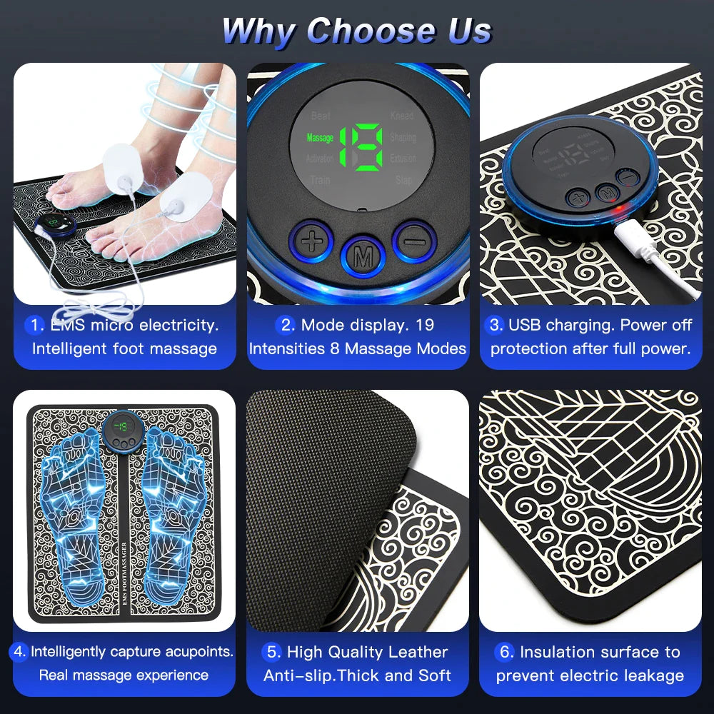 SoleRelief™ EMS Foot Therapy Mat – Smart Muscle Stimulator & Deep Relaxation Massage Pad