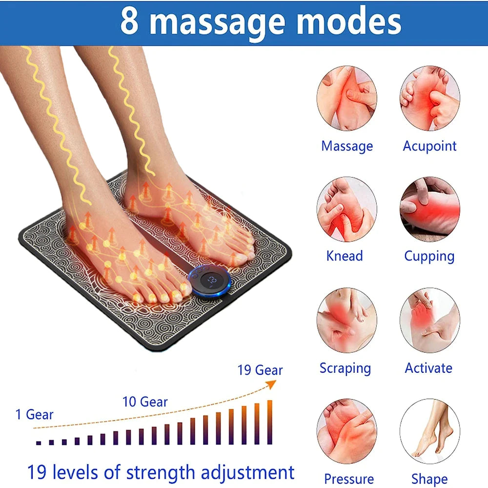 SoleRelief™ EMS Foot Therapy Mat – Smart Muscle Stimulator & Deep Relaxation Massage Pad