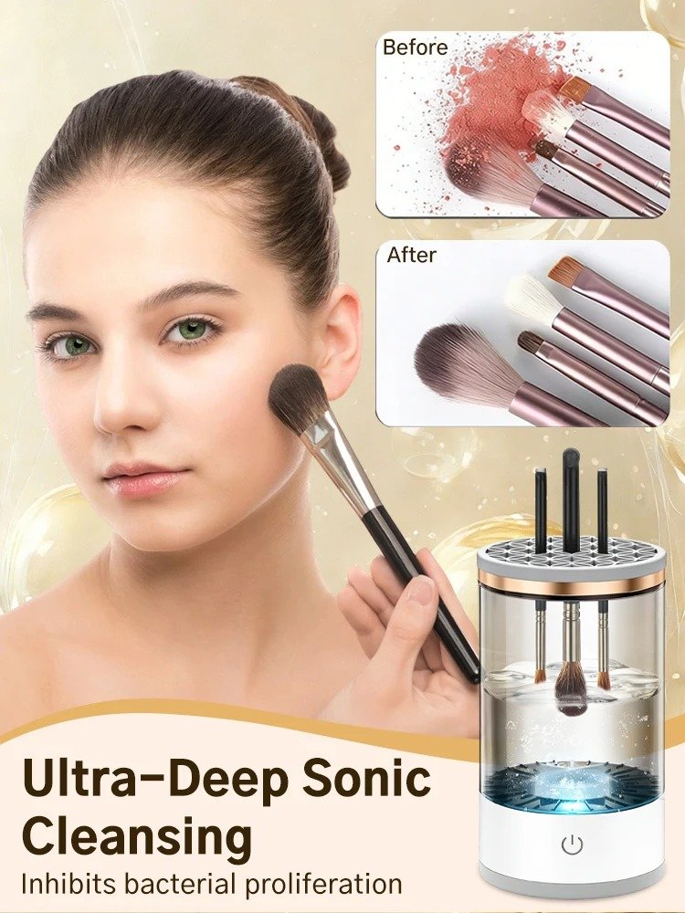 USB Portable Electric Makeup Brush Cleaner – Quick Clean Automatic Brush Washing Machine with Rubber Collar - Detour Finds