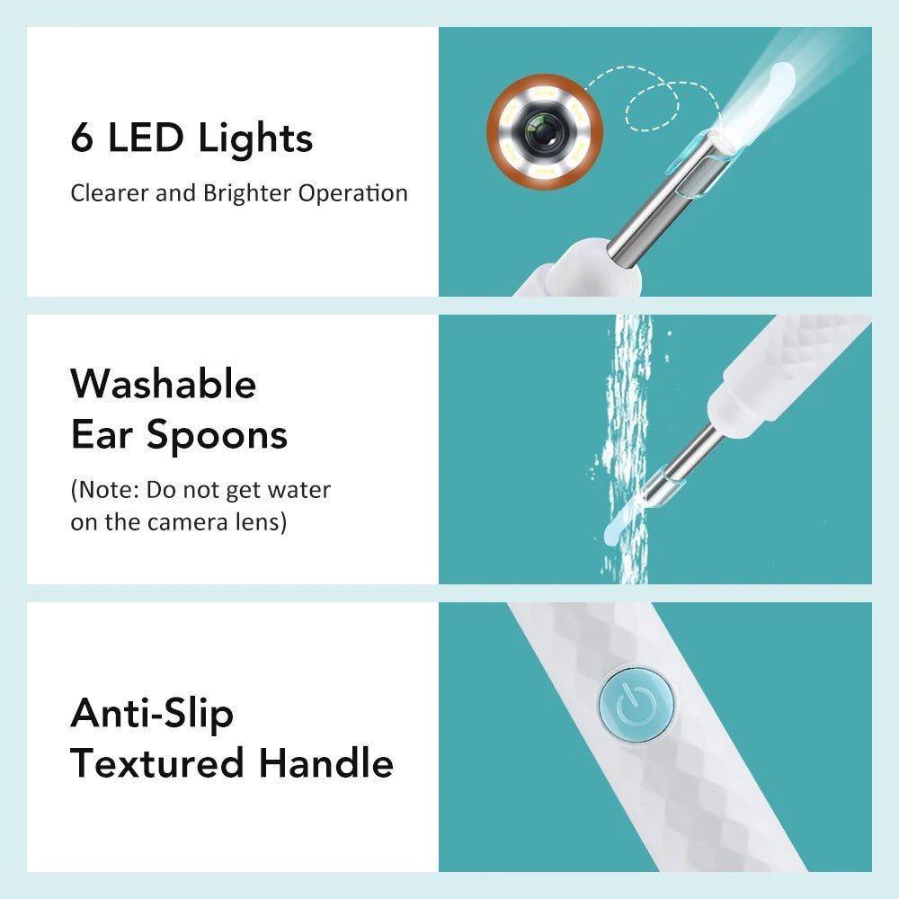 Smart Visual Ear Camera Cleaner – HD 1080P WiFi Ear Wax Removal Tool with Tweezers & 360° Rotating Endoscope - Detour Finds