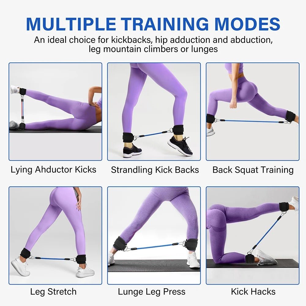 TPE Ankle Resistance Bands Set – Adjustable Leg & Glute Training Straps with D - Ring Support for Home & Gym Workouts - Detour Finds