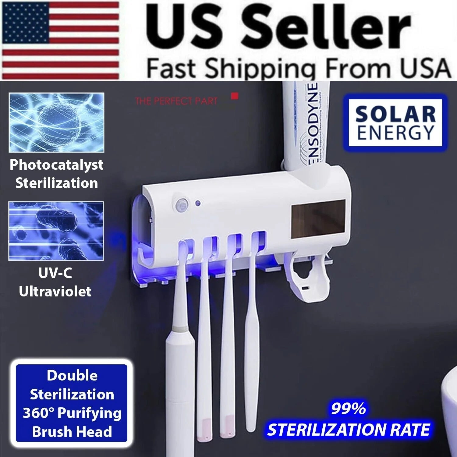 PureGuard™ UV Toothbrush Sterilizer & Automatic Toothpaste Dispenser - Detour Finds