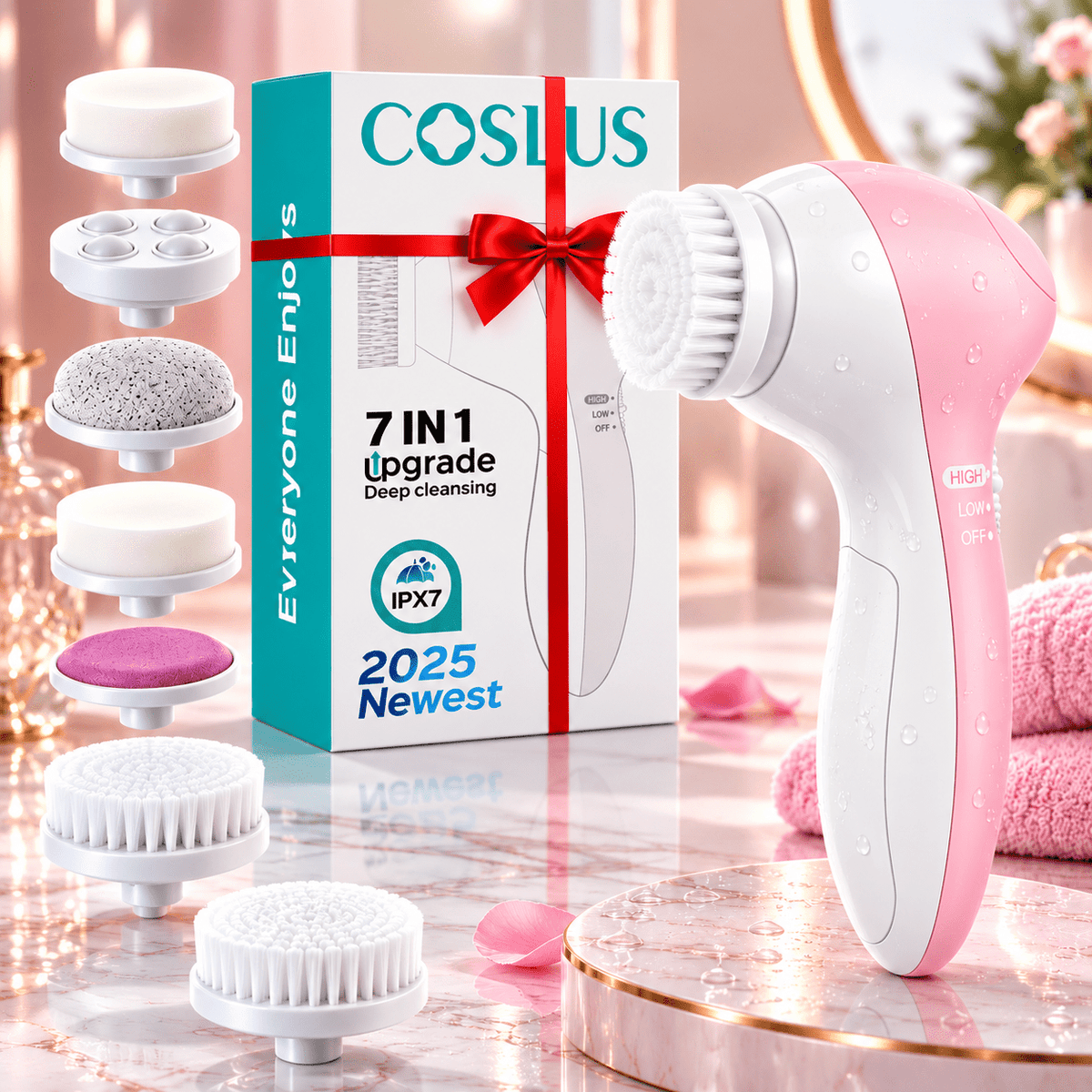 PureGlow™ 7-in-1 Electric Facial Cleansing & Exfoliating Brush - Detour Finds