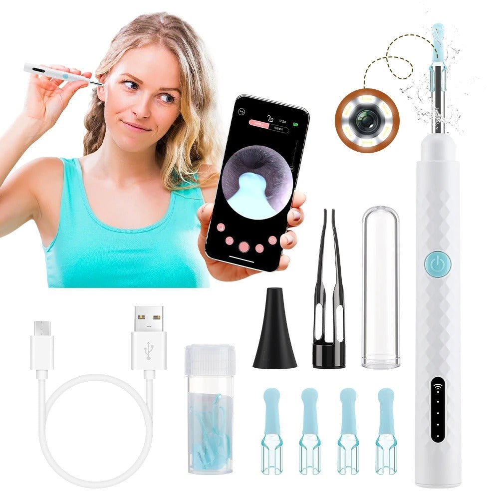 Smart Visual Ear Camera Cleaner – HD 1080P WiFi Ear Wax Removal Tool with Tweezers & 360° Rotating Endoscope - Detour Finds