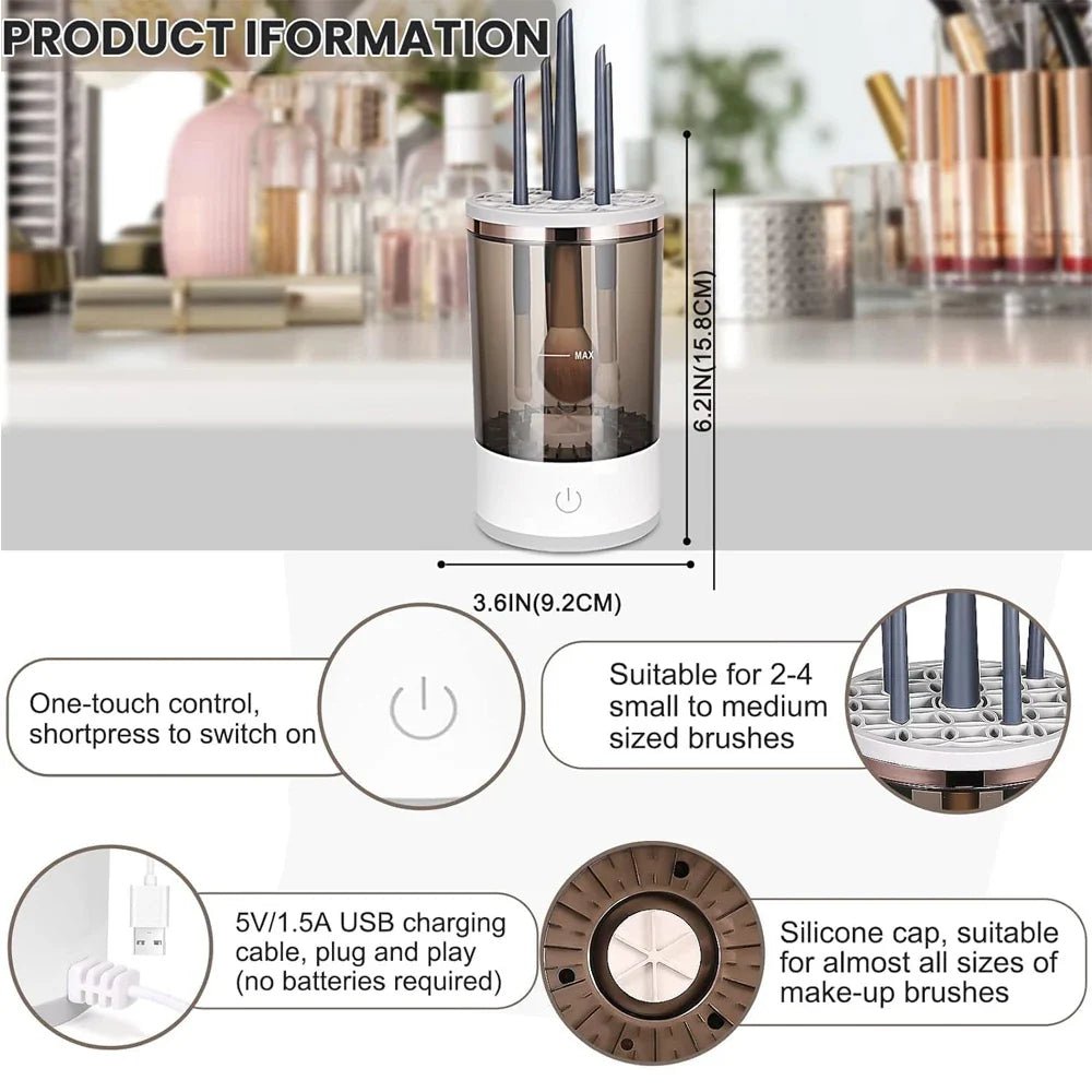 The GlazeSpin Electric Makeup Brush Cleaner Fast Clean Dryer - Detour Finds