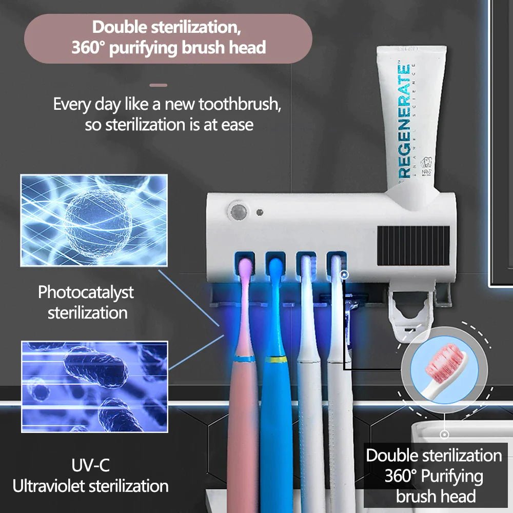PureGuard™ UV Toothbrush Sterilizer & Automatic Toothpaste Dispenser - Detour Finds