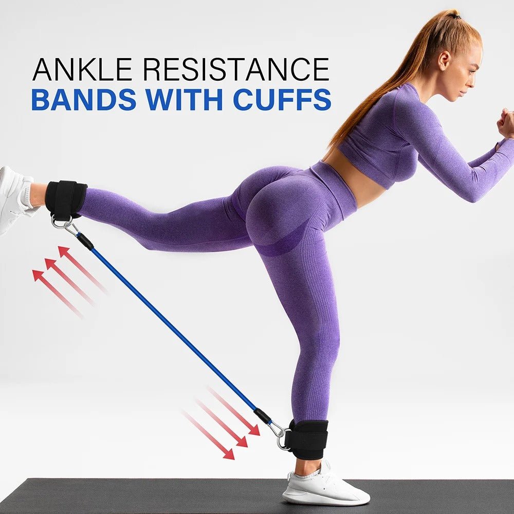 TPE Ankle Resistance Bands Set – Adjustable Leg & Glute Training Straps with D - Ring Support for Home & Gym Workouts - Detour Finds