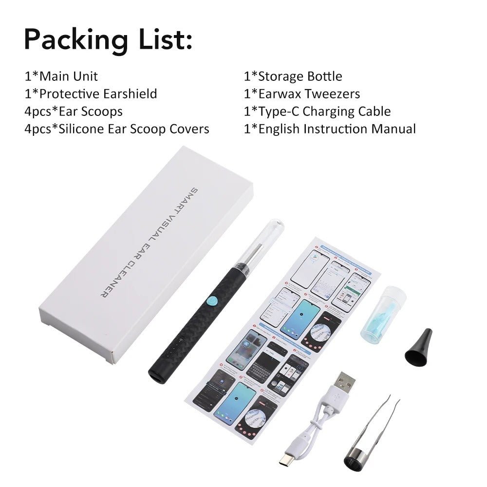 Smart Visual Ear Camera Cleaner – HD 1080P WiFi Ear Wax Removal Tool with Tweezers & 360° Rotating Endoscope - Detour Finds