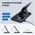 30W 3 - in - 1 Foldable Wireless Charger Stand – Fast Charging Station for iPhone, Apple Watch & AirPods (Qi Certified) - Detour Finds