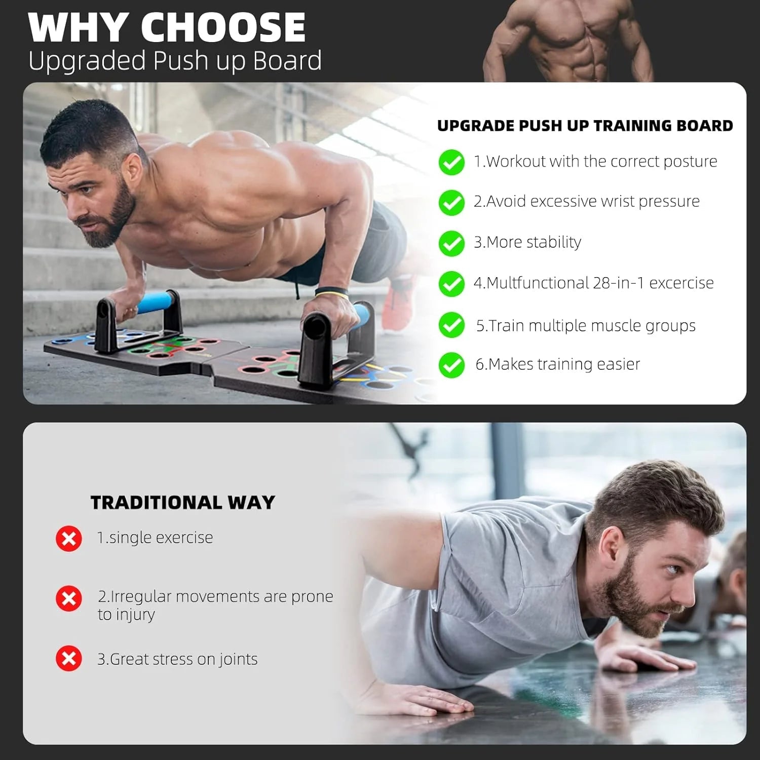 28 in 1 Push up Rack Board System Fitness Workout Train Home Gym Exercise Stands - Detour Finds