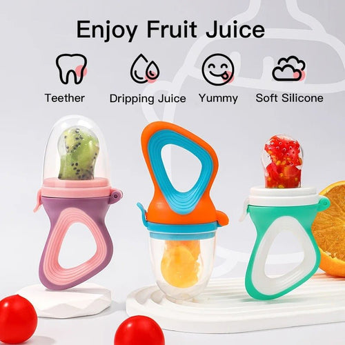 Baby Fruit & Vegetable Feeder – Food - Grade Silicone Infant Self - Feeding Pacifier with Medium Mesh Bag - Detour Finds