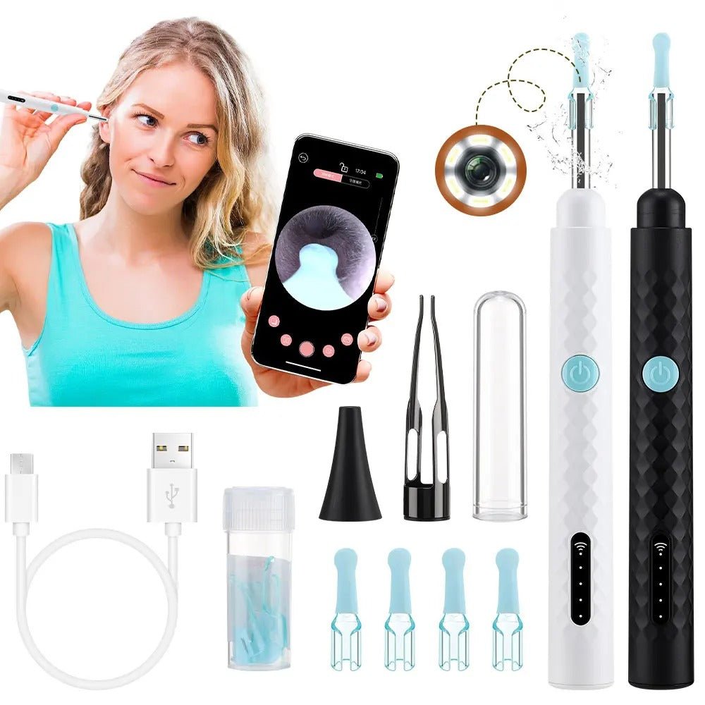 Smart Visual Ear Camera Cleaner – HD 1080P WiFi Ear Wax Removal Tool with Tweezers & 360° Rotating Endoscope - Detour Finds