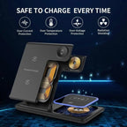 30W 3 - in - 1 Foldable Wireless Charger Stand – Fast Charging Station for iPhone, Apple Watch & AirPods (Qi Certified) - Detour Finds