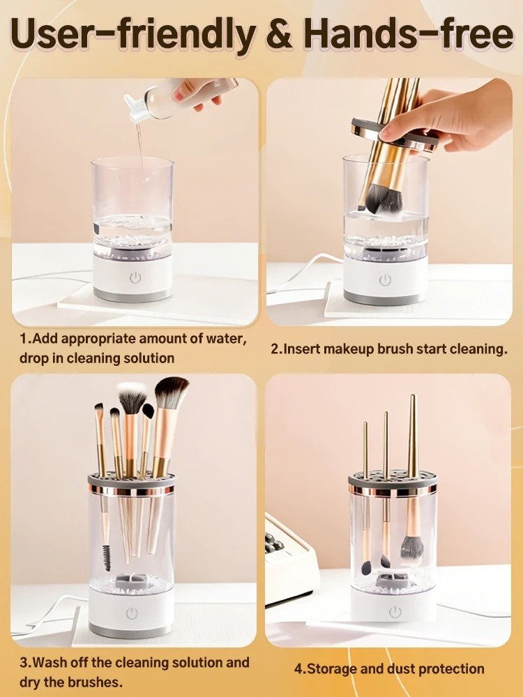 USB Portable Electric Makeup Brush Cleaner – Quick Clean Automatic Brush Washing Machine with Rubber Collar - Detour Finds