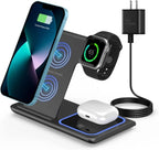 30W 3 - in - 1 Foldable Wireless Charger Stand – Fast Charging Station for iPhone, Apple Watch & AirPods (Qi Certified) - Detour Finds