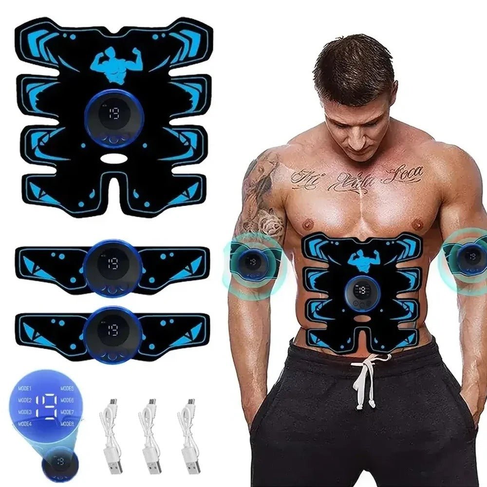 USB Rechargeable EMS Muscle Stimulator – Smart Wireless 3 - in - 1 ABS, Arm & Body Trainer for Slimming and Muscle Toning - Detour Finds