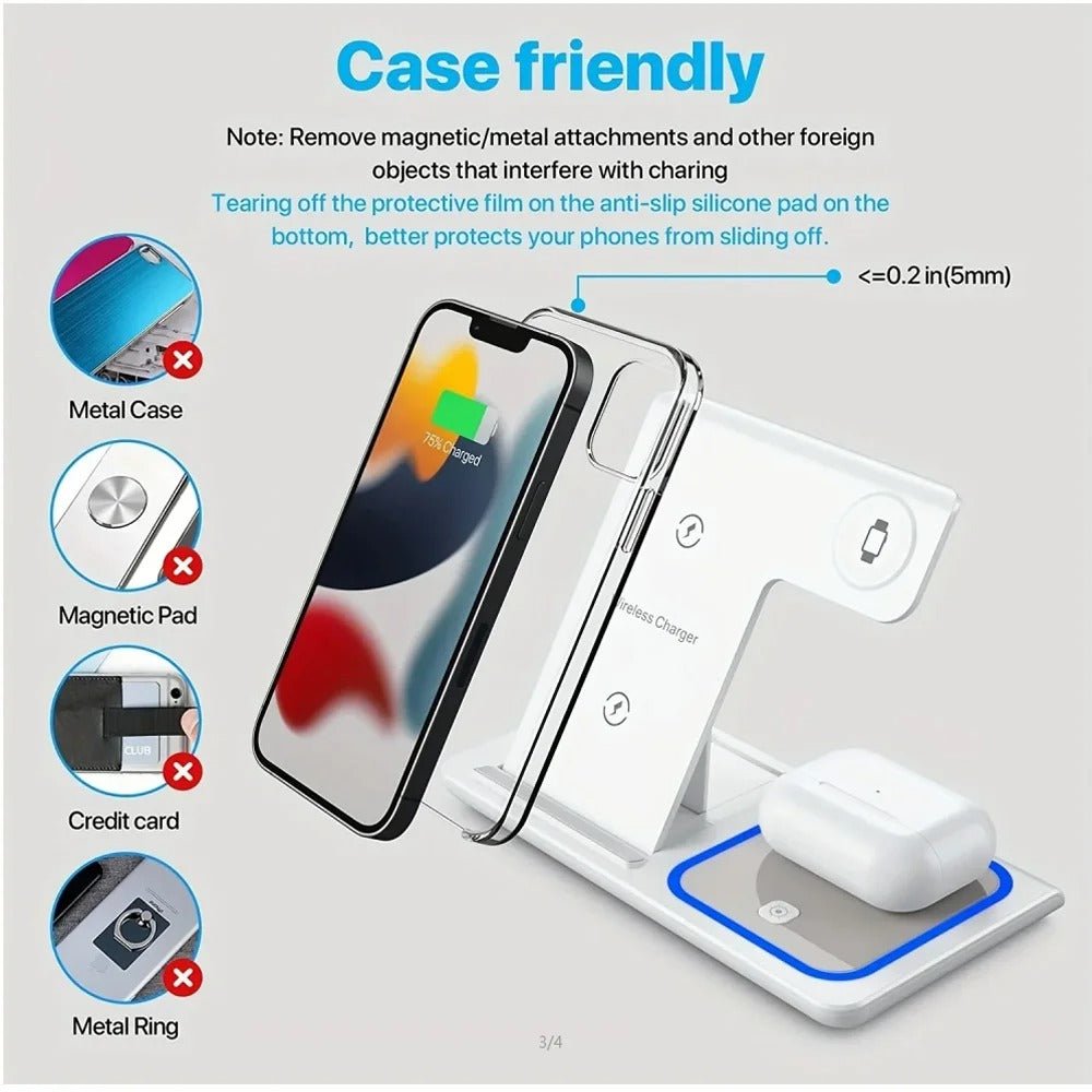 30W 3 - in - 1 Foldable Wireless Charger Stand – Fast Charging Station for iPhone, Apple Watch & AirPods (Qi Certified) - Detour Finds