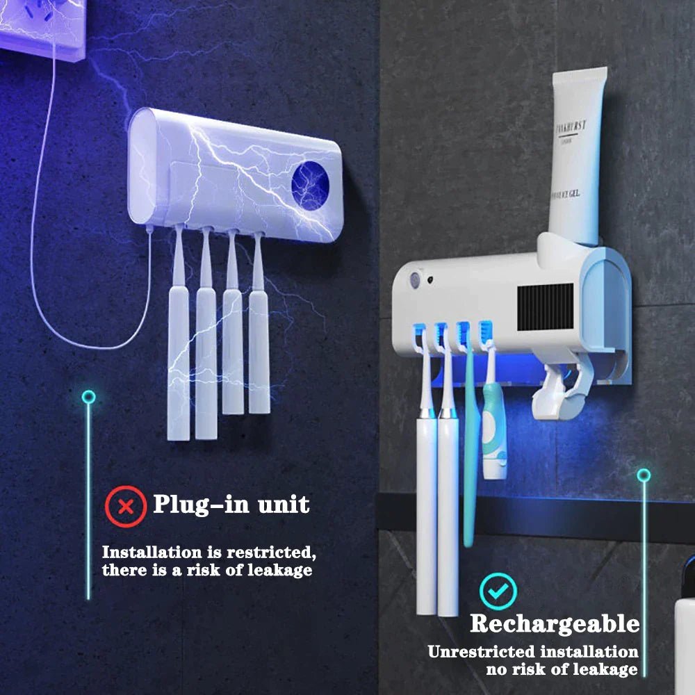 PureGuard™ UV Toothbrush Sterilizer & Automatic Toothpaste Dispenser - Detour Finds