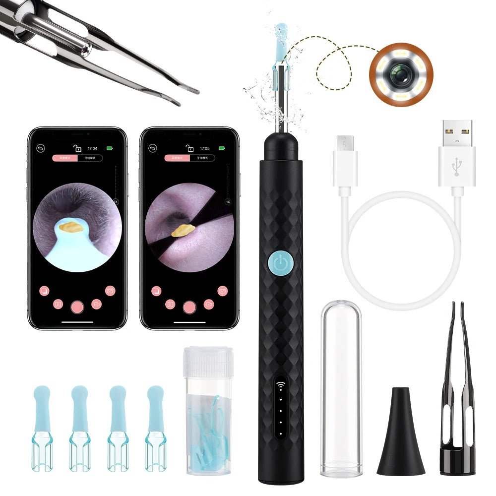 Smart Visual Ear Camera Cleaner – HD 1080P WiFi Ear Wax Removal Tool with Tweezers & 360° Rotating Endoscope - Detour Finds