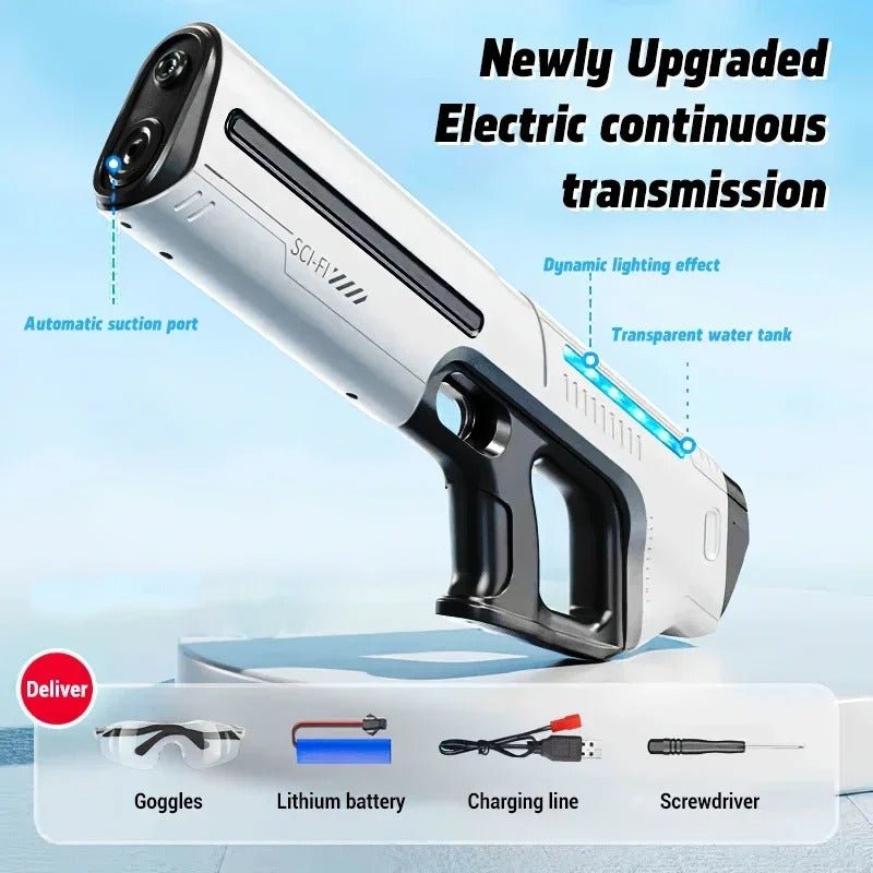 Electric Automatic Water Gun Toy – Rechargeable High - Power Summer Water Blaster with Long Range for Kids & Adults - Detour Finds
