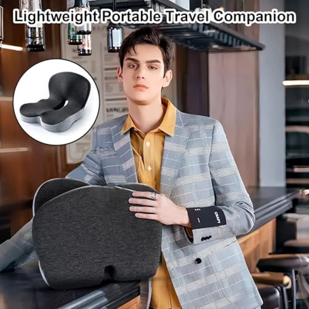 Premium Comfort Seat Cushion for Tailbone & Sciatica Pain Relief, Non-Slip Memory Foam Coccyx Pad for Office, Car, Gaming Chair & Wheelchair - Detour Finds