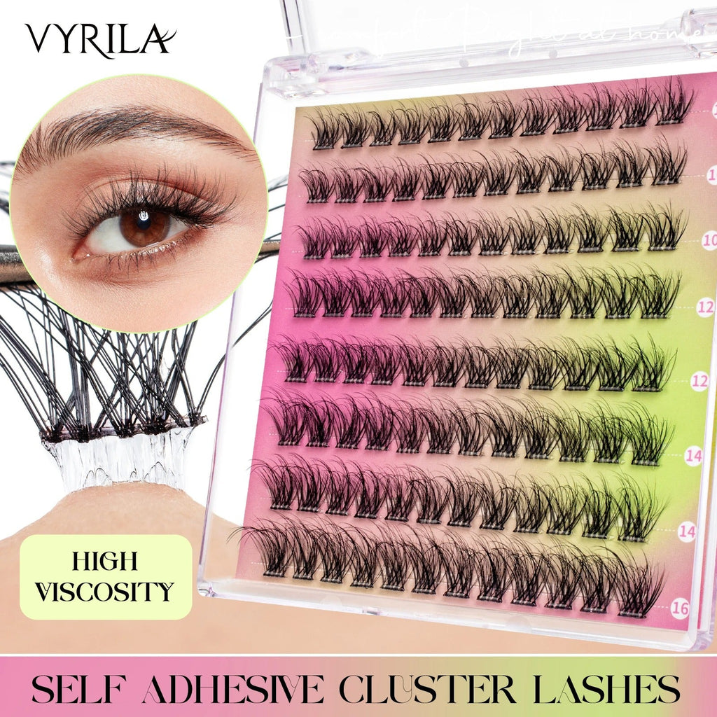 VYRILA Self - Adhesive Cluster Lashes – Glue - Free DIY Individual Eyelash Extensions Natural Soft Segmented Lashes - Detour Finds