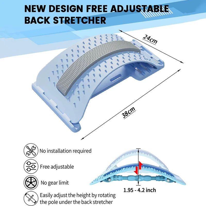 LumbarEase™ Adjustable Back Stretching Massager – 3-Level Spine Support & Relaxation Trainer - Detour Finds