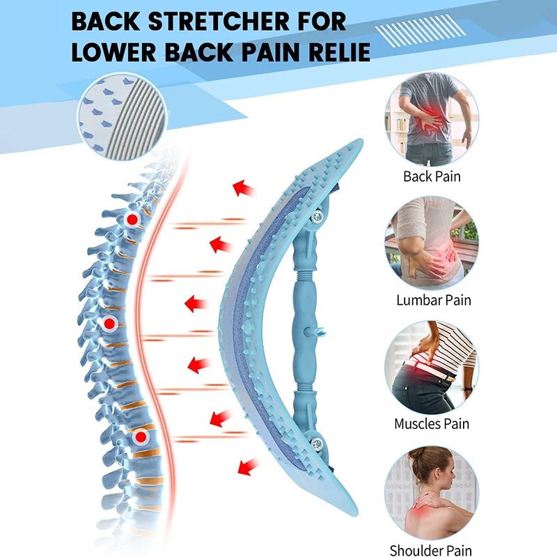 LumbarEase™ Adjustable Back Stretching Massager – 3-Level Spine Support & Relaxation Trainer - Detour Finds